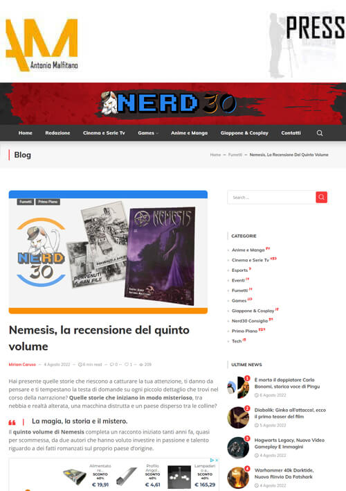 Nemesis, la recensione del quinto volume